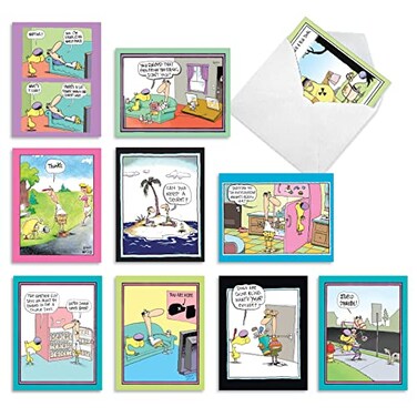 The Best Card Company 10 Assorted Hysterical Thank You Notecards Box Set 4 x 512 Inch with Envelopes 10 Designs 1 Each Doggone Funny McCoy M6465TYG