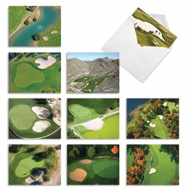 The Best Card Company 10 Assorted Thank You Note Cards Boxed Set 4 x 512 Inch with Envelopes 10 Designs 1 Each Golf Cards M6458TYG