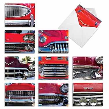 The Best Card Company 10 Assorted Thank You Notes Box Set 4 x 512 Inch with Envelopes 10 Designs 1 Each CAR AND GRILLE 10 Assorted Thank You Note Cards wMatching Envelopes M2120