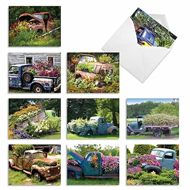 The Best Card Company 10 Assorted Thank You Notes Bulk Box Set 4 x 512 Inch with Envelopes 10 Designs 1 Each PETALS TO THE METAL 10 Assorted Thank You Note Cards M2372TYG
