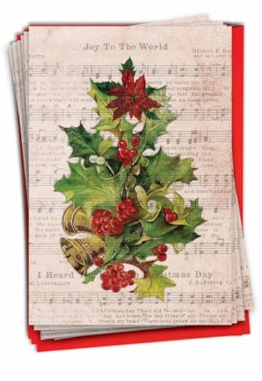 The Best Card Company 12 Christmas Greeting Cards Box Set with 5 x 7 Inch Envelopes 1 Design 12 Each Holly Notes B6650BXSG