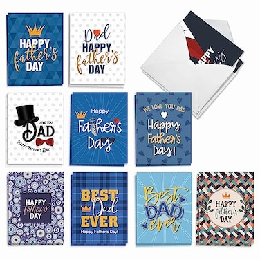 The Best Card Company 20 Assorted Blank Fathers Day Notecards Bulk Boxed Set 4 x 512 Inch with Envelope for Papa Pa Pop Daddy Stepfathers 10 Designs 2 Each Dad Designs AM10321FDBB2x10