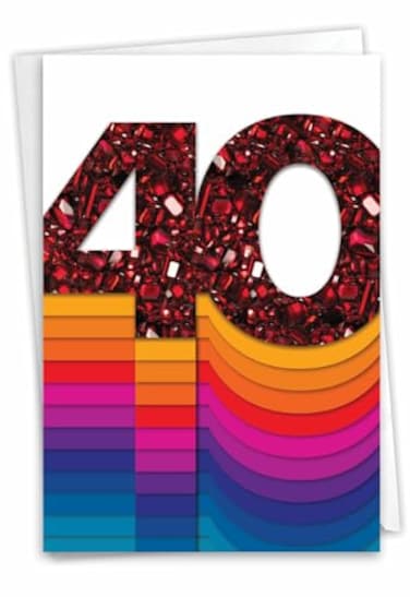 The Best Card Company 40th Milestone Anniversary Greeting wEnvelope for Men Women Not Layered Sparkled or Foil Bold Milestones 40 C6110BMAG
