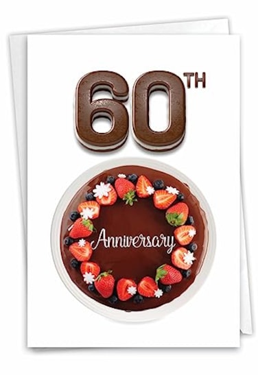 The Best Card Company 60th Milestone Anniversary Congratulations Notecard Celebration Cake wEnvelope for Men Women Big Day 60 C7060GMAG