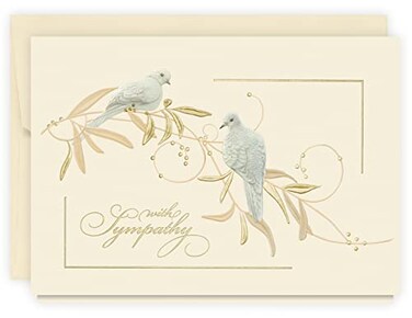 The Gallery Collection 1 Count Card Pack Sympathy Card with Pearl Lined Envelope Sympathy Doves