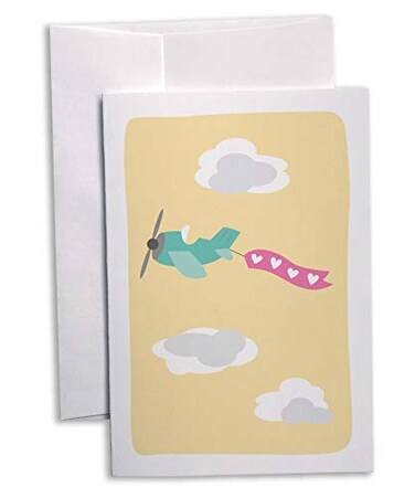 Hill Valley Traveling Hearts Airplane Greeting Cards Childrens Valentines Note Cards 24 Cards with Envelopes