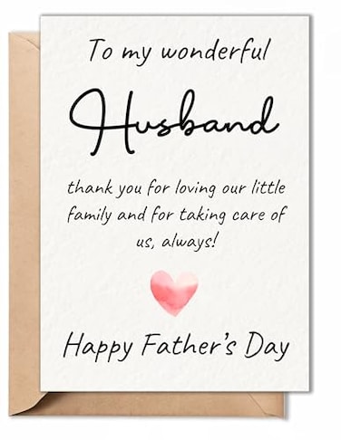 TRIDECOR Fathers Day Card from Wife To My Wonderful Husband Romantic 5x7 Folded Greeting Card with Envelope Sweet Fathers Day Card for Husband Blank Inside