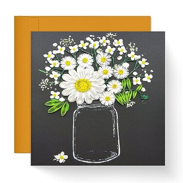 TUMYBee Mothers Day Card White Daisy Flower Chrysanthemum Quilling Card for Birthday Anniversary Friend Mom with Envelope
