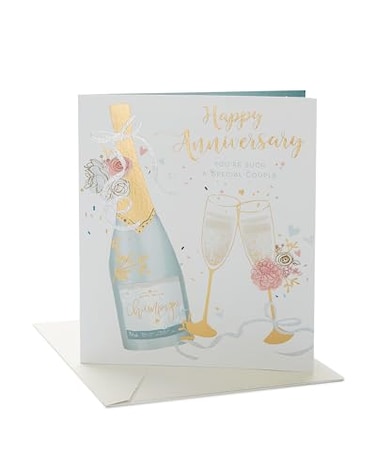 UK Greetings Anniversary Card Happy Anniversary HerHim Champagne Flutes Design With Envelope 165 x 190 mm