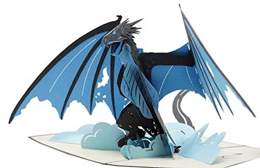 WOWPAPERART Ice Dragon 3D Pop Up Greeting Card 5 x 7 inch Multicolor for All Occasions Birthday Love Christmas Goodluck Congrats Get Well Blank Inside for Personalized