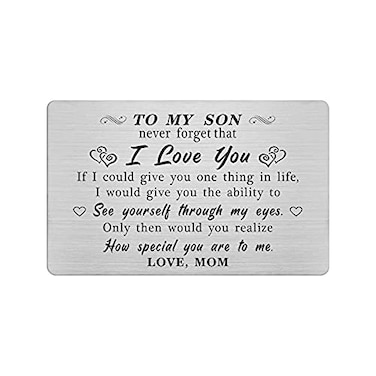 Yobent Son Gifts from Mom Personalized Never Forget That I love You Son Card for Wedding Day Anniversary Present