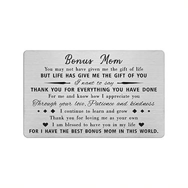 Yobent Step Mom Stepmom Gifts for Women Personalized Bonus Mom Birthday Wallet Card from Daughter Son Best Stepmother Present