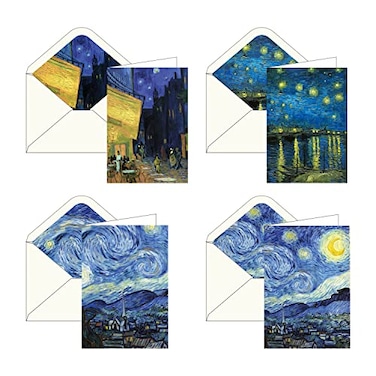 RainCaper Fine Art Keepsake 5x7 Blank Stationery van Gogh Greeting Note Cards With Decorative Envelopes Gift Boxed Set of 16 300 GSM Cardstock van Gogh At Night