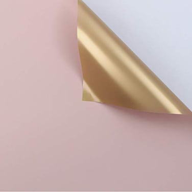 BBJ WRAPS Double Sided Golden Flower Wrapping Paper Waterproof Gift Packaging Florist Bouquet Wraps 20 Sheets 236X236 Inch Pink