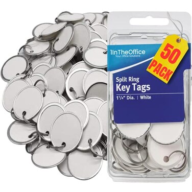 1InTheOffice Key Tags with Ring Key Tags with Labels 50 Pack