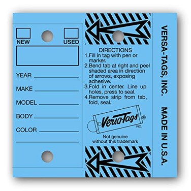 Versa-Tags Genuine VersaTag Key Tags HalfPack 125 Key Tags and Key Rings per Box Blue