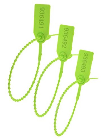 XF-Vel Plastic Security Seals Disposable Tags Safety Padlocks Zip Ties Numbered 984 inches Green 200 pcs per Bag