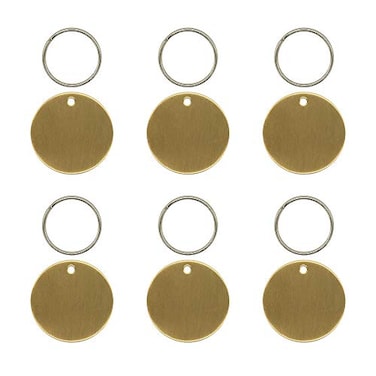 StayMax Blank Round Brass Tags Valve Tags 137 Diameter with Key Rings 10 Pack