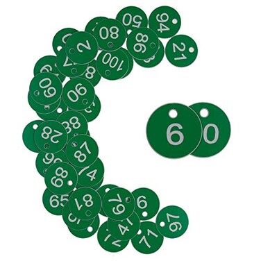 StayMax Plastic ID Number Tags Engraved Tags Key Tags Without Key Rings 150 Green