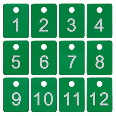 StayMax Plastic Numbered Tags Rectangle Key Number Tags Number Disc with Hole 1100 Green