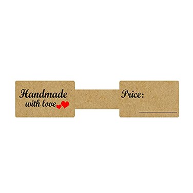 Top label Handmade with Love Sticker Jewlry Price Tags Rings Indentification Tags 3x075 Inch 300 Pcs Per Roll
