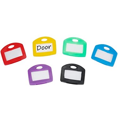 Uniclife 24 Pcs Key Covers Caps 1 Inch Key Covers Protectors with Blank Paper Labels and Clear Windows Soft Key Identifiers for Standard Regular Thin Flat House Keys Not for OddShaped 6 Colors