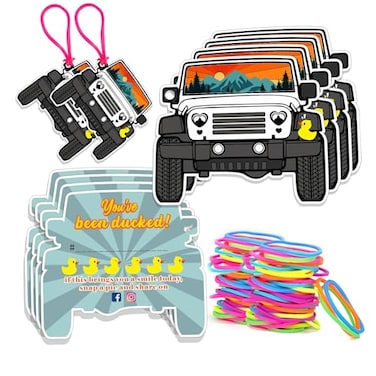 FELYC Youve Been Ducked Card Duck TagsDuck Ducking Game Card 50 Pack 35 x 25 inches Duck Tag with Hole and Rubber Bands SUV Car Design White7FDK1004