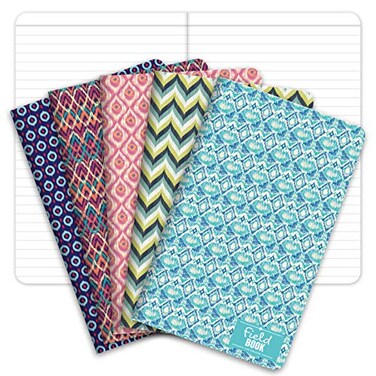 Elan Publishing Field NotebookJournal 5x8 Ikat Patterns Lined Memo Book Pack of 5