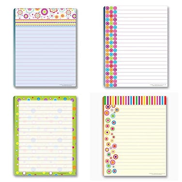 Stonehouse Collection Fun Pattern Designs Pads USA Made 4 Assorted Notepads Shopping List Teachers Home Office Small Gift USA Made