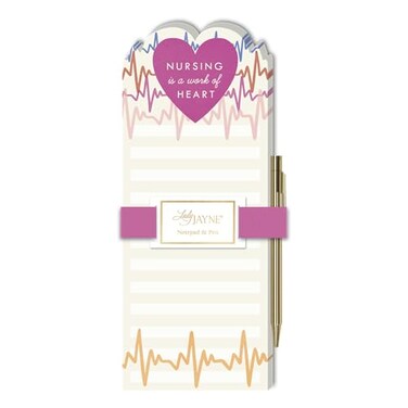 Lady Jayne Nurse Icon DieCut Notepad With Pen 4 x 8 Heart Lines