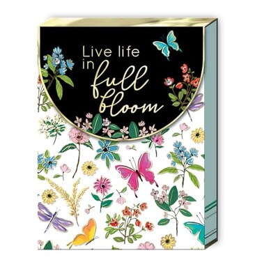 Punch Studio FlipTop Pocket Notepad 3 x 4 For Daily Notes or Notes onthego 75 Illustrated Sheets with Gold Foil Accents Gems a Magnetic Closure Full Bloom 47062