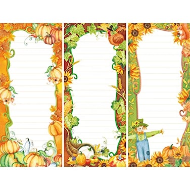 Whaline 3Pcs Fall Magnetic Notepads Thanksgiving List ToDo Paper Pad Autumn Grocery Shopping List Scarecrow Pumpkin Pattern Memo Notepad for Fall Harvest Fridge Reminder Scratch Pad 75 x 32 Inch