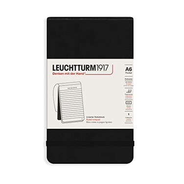LEUCHTTURM1917 Pocket Notepad A6184 Ruled MicroPerforated Pages Black