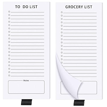 Sinmoe 2 Pcs Magnetic Notepad for Refrigerator Grocery List Magnet Notepad Fun Memo Note Pad Fridge To Do List with Pen Holder for Shopping Grocery Task 35 x 75 Inch 100 SheetsGrocery List