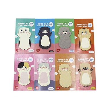 MINGSEECESS 8 Pack Cute Animal Sticky Notes Pads Cat Cartoon SelfStick Note Memo Pad Sets for Cat Lovers Office Home
