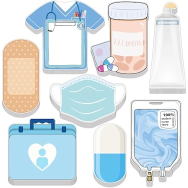 Teling 8 Pack Mini Funny Nurse Sticky Notes Nursing Student Essentials School Gifts Stationary Sticky Notes Booklet Self Stick Pads for Hospital School Supplies