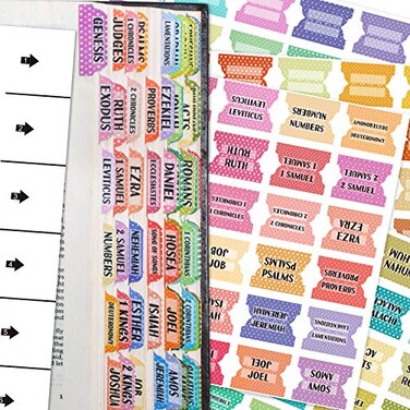 CUALFEC Bible Index Tabs New Old Testament Tabs Matte Laminated Floral Design Bible Journaling Supplies 122 Pcs Polka Dots