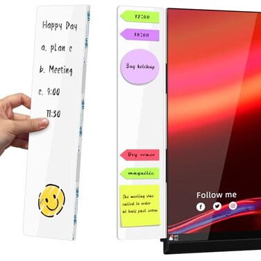 Crpich Large Acrylic Monitor Note Board 132 x 33 2 Pack White ScreenSafe Sticky Note Holders for Computer Side Home Office Supplies