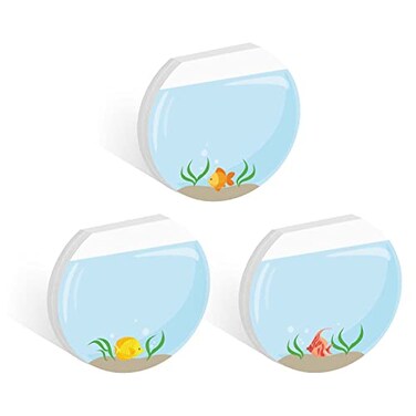 Gotcha Covered Cute Fishbowl Sticky Note Pad AssortmentSet of 3 Round Flat Top Tropical Fish Note Pads 35 Colorful Sticky Notes 50 Sheets Per PadMade in USA