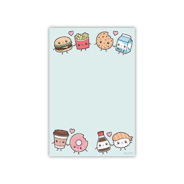 DAILY RITMO Cute Kawaii Food Love Sticky Notes Food Humor Notebook Notepad Note Card for Novelty Lover Gift 50 Pages 4x6