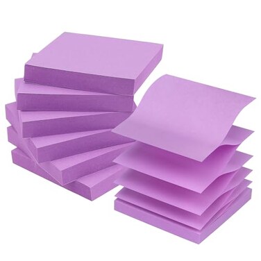 EARLY BUY Early Buy Pop Up Sticky Notes 3x3 Refills SelfStick Notes 6 Pads 100 SheetsPad Solid ColorPurple