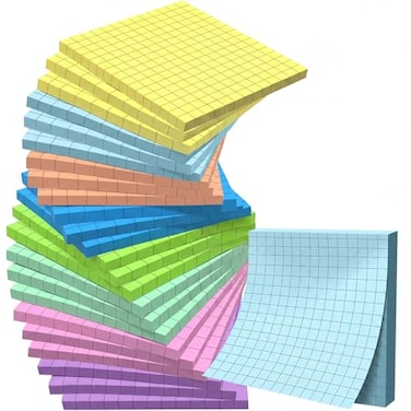 Geosar 24 Pack Lined Grid Sticky Notes 3 x 3 Inch Note Colorful Self Stick Notes Power Memo Pads Strong Adhesive Self Stick Note for Gifts School Office Supplies Macaron Color
