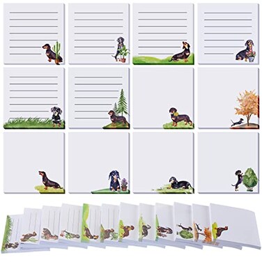 Handepo 12 Pack Dog Sticky Notes Bulk Small to Do List Funny Cute Animals Notepad Supplies for Office School Gifts 600 Sheets in Total