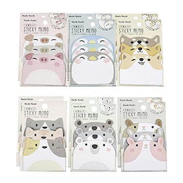 MINGSEECESS 12 Packs Cute Animal Cartoon Sticky Notes SelfStick Memo Pad Sets for Pet Lovers Women Girls