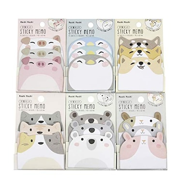 MINGSEECESS 6 Packs Cute Animal Cartoon Sticky Notes SelfStick Memo Pad Sets for Pet Lovers Women Girls