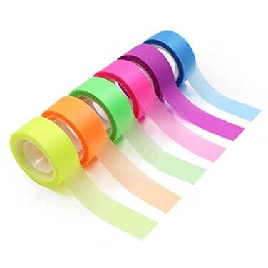 Modixun 6 Rolls Writable Transparent Sticky Notes Removable Highlighter Tape for Books Sticky Tabs for Annotating Books Annotation Tabs Index Tabs Page Markers 07in328ft Neon