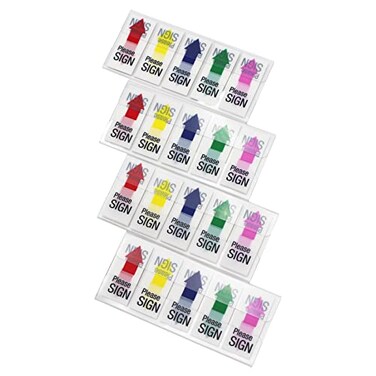 Andoca Please Sign Message Flags Assorted Color 400 Pages Total 079x177 Inch Wide Flags Easy to Post 4 OnTheGo DispensersPack