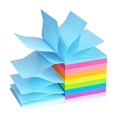 Eastern Wolf Pop Up Sticky Notes 3x3 inch 8 Bright Multi ColorsAccordion SelfStick Notes Purple Sticky Notes 8 Pads 80 SheetPad