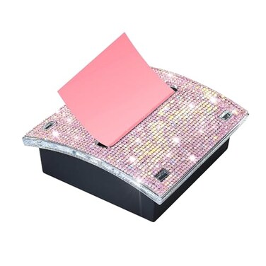 Casehz Rhinestone Self Sticky Note Holder Post it Note Dispenser PopUp Sticky Notes Dispenser 4 x 4 inch Post it Dispenser for Office Desk AccessoriesPink