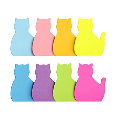 SIMONA Cat Shape Sticky Notes 8 Color Bright Colorful Sticky Pad 75 SheetsPad SelfSticky Note Pads 8 Pads